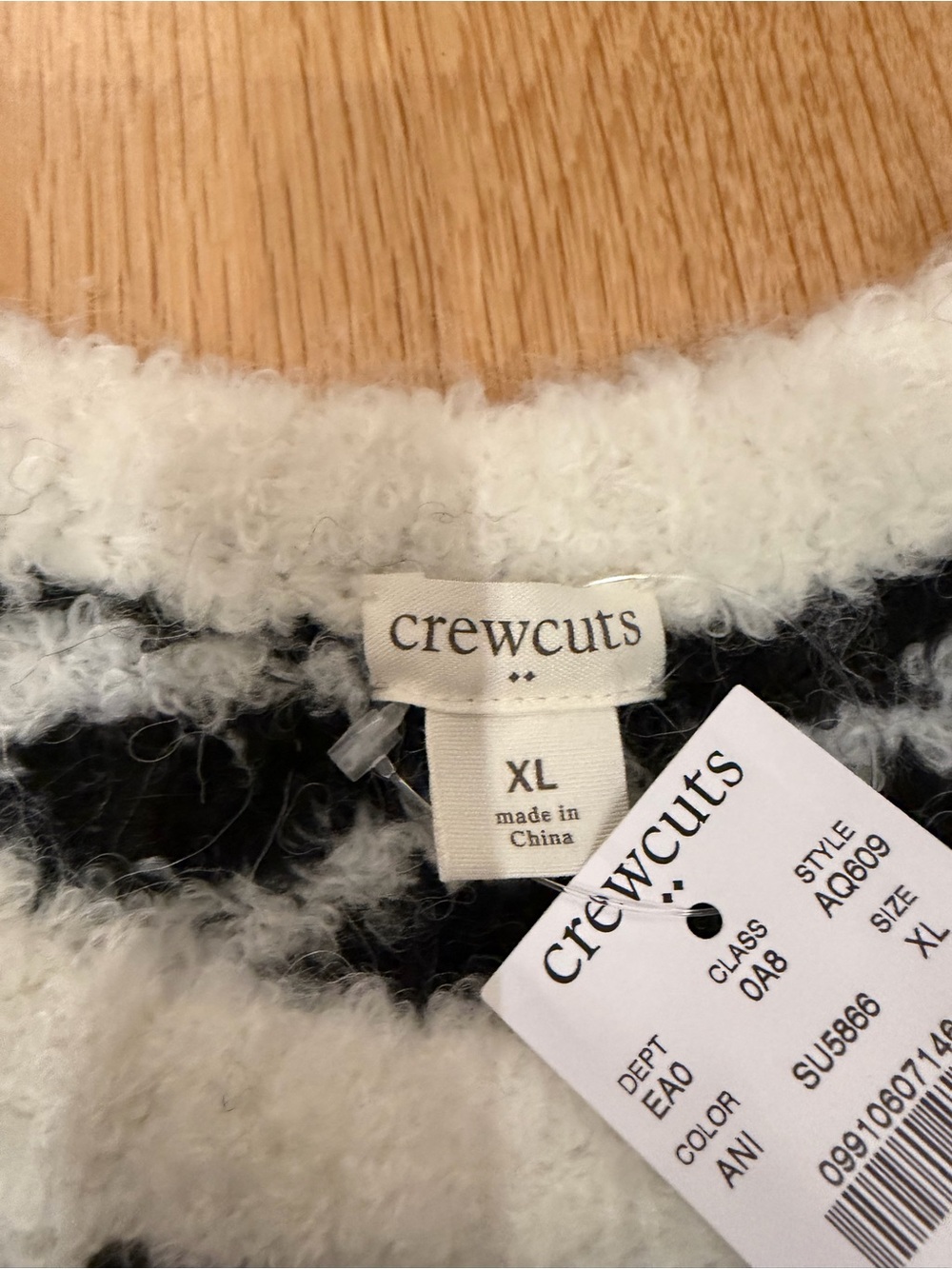crewcuts Kids Black and White zebra Striped Fuzzy sweater - XL